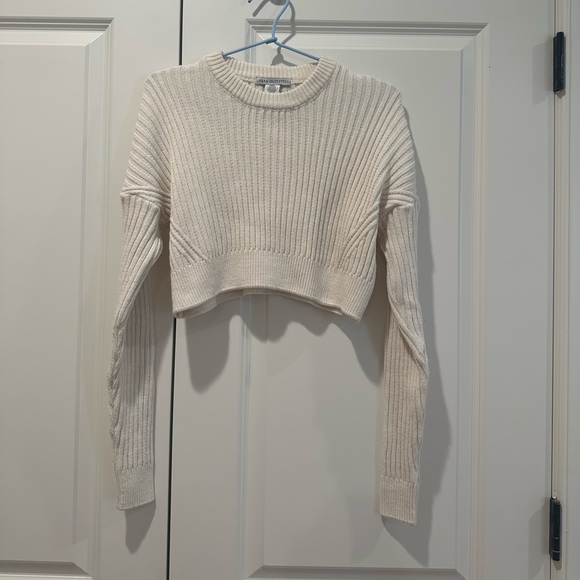 UO Big Sur Ribbed Pullover Sweater | Cropped Ribbed Crewneck | Cream | XS - Picture 2 of 10